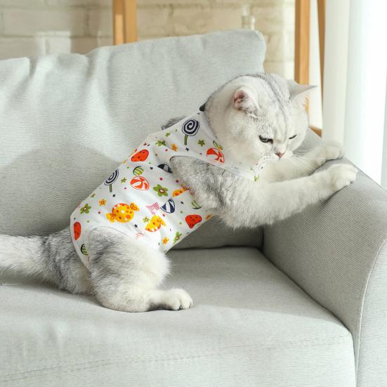 Cat Weaning Suit Cartoon Pattern Anti-licking Skin-friendly Pet Cats Surgical Recovery Suit Pet Supplies