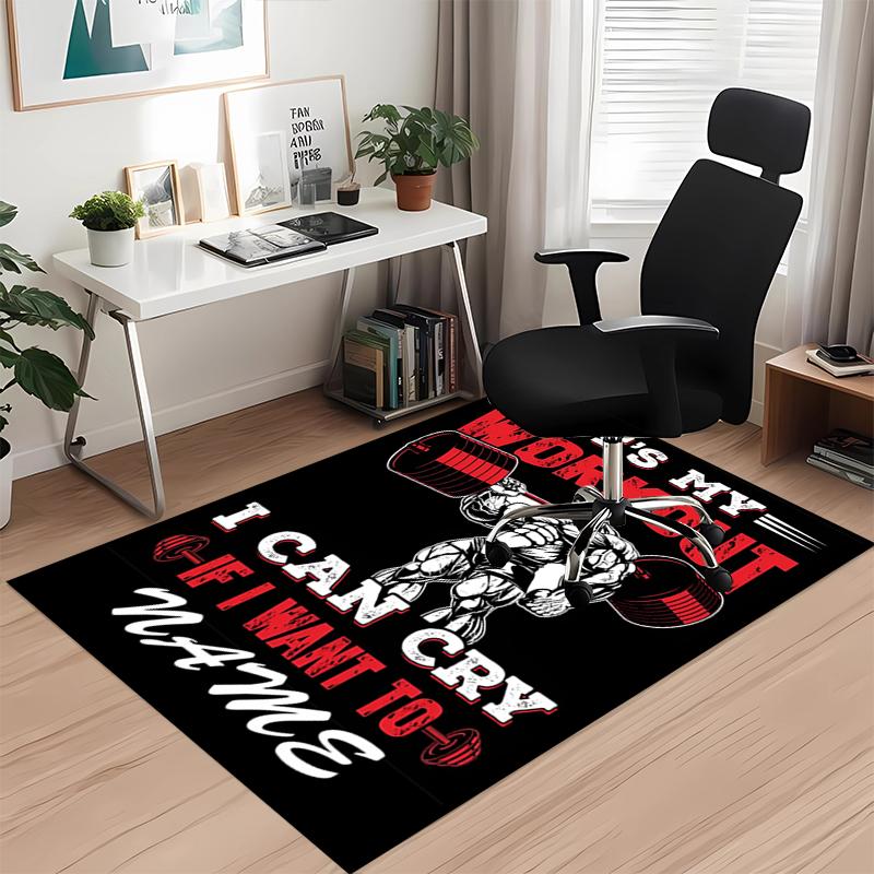 Custom Name weightlifting Printed Carpet, for Office Chair Living Room Bedroom Kitchen Room Decor Gifts.