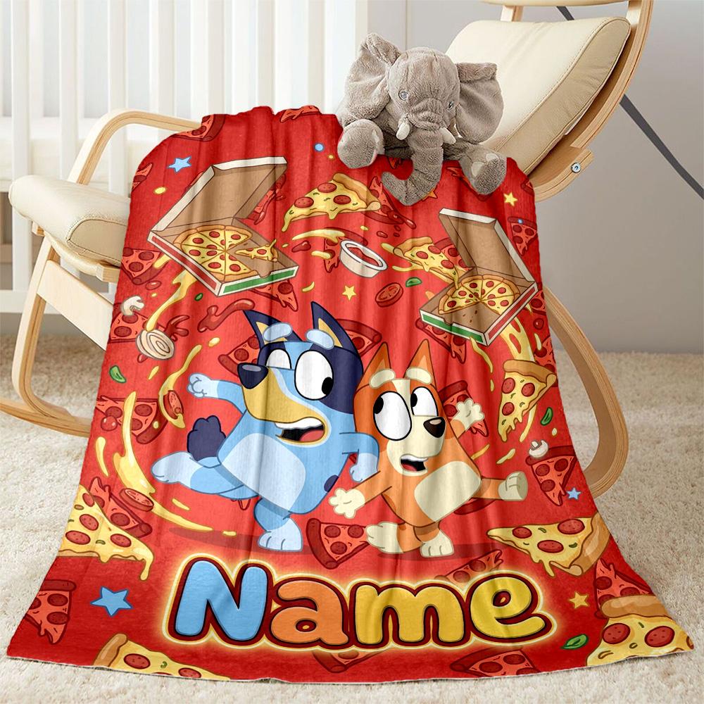Pizza Party Pals Customize Your Name Blanket Multi-purpose Customizable Blanket Warmthful Decor Versatile for Seaside Home Decor Nap Bed