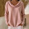 Women S Casual Loose Solid Color Mock Neck Long Sleeve Pullover Sweater