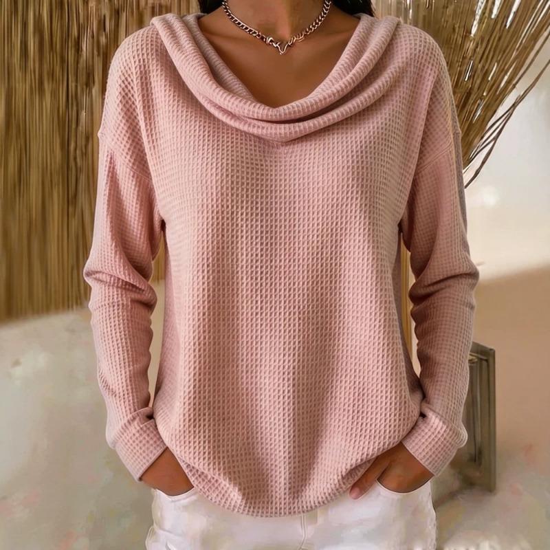 Women S Casual Loose Solid Color Mock Neck Long Sleeve Pullover Sweater
