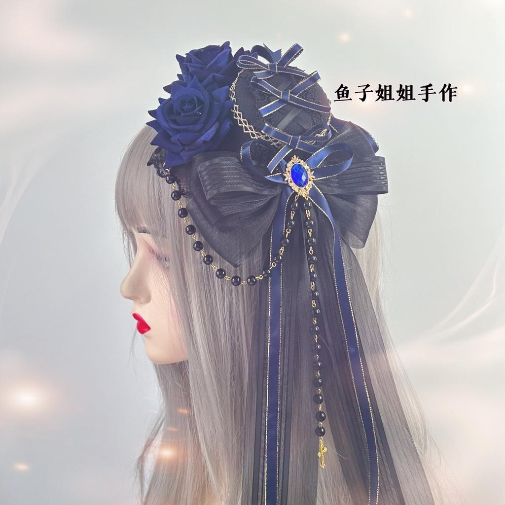 Lolita Goth Dark Versatile Fascinator Elegant Flat Hat Top Hat Headgear Hair Accessories Women Hats