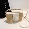 Summer new straw box bag fashion shoulder messenger women's bag beach vacation style simple small square bag