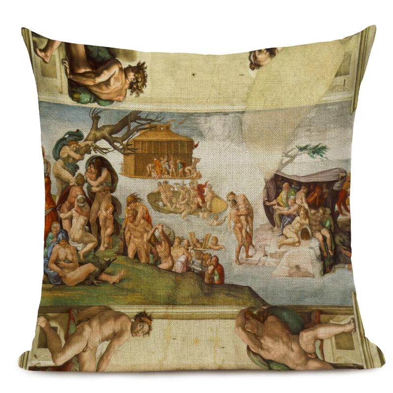 Michelangelo Print Pictură în Ulei Faimoasă Față de Pernă Decor Mural Italian Față de Pernă Husă Pernă Sofă