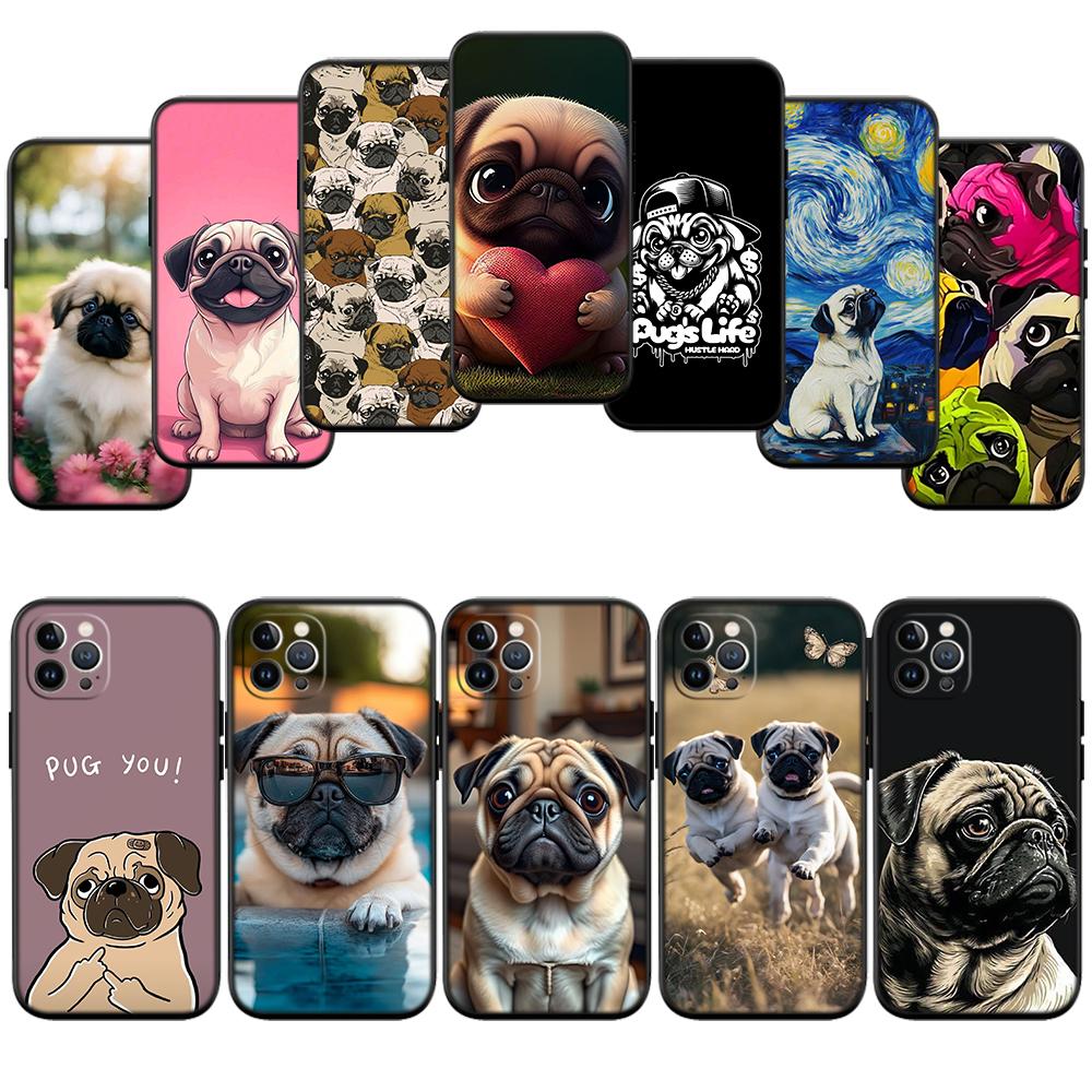 Cute Pug Dog Phone Case for Samsung Galaxy A11 A12 A13 A15 A52S A53 A55 A56 A70 A71 A72 A73 F06 F16 F56 A32 A33