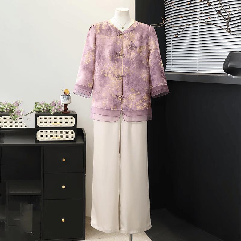 Datang Furen New Chinese Style Embroidered Summer Blouse 3XL