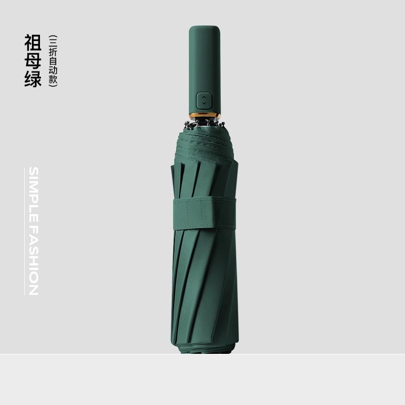Premium three-fold umbrella lettering 10-bone automatic umbrella folding vinyl sunscreen umbrella umbrella gift wide