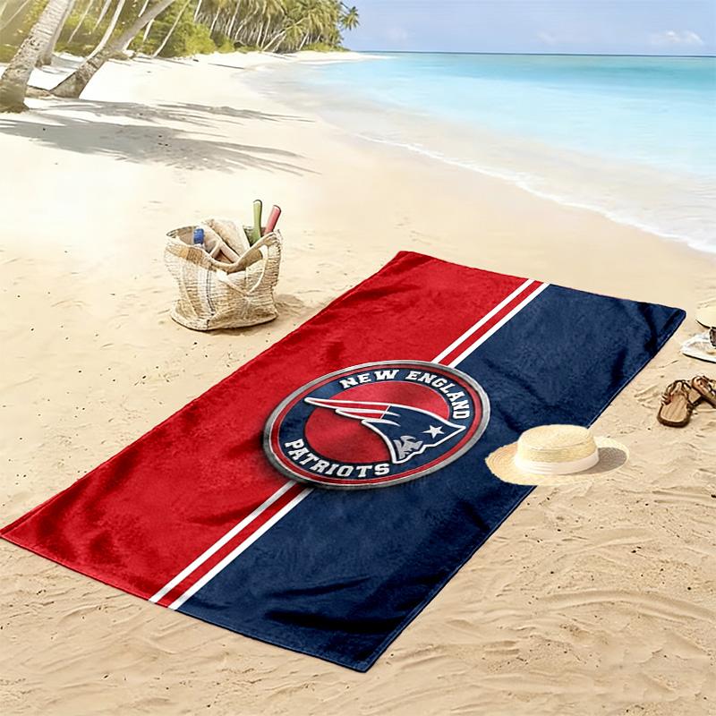 New England Patriots Logo Print Beach Towel, Large Soft Quick Dry Towel for Beach Camping Swimming