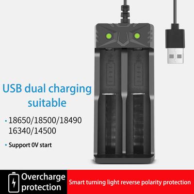 2 Slots USB Dual 18650 Charging 3.7V Rechargeable Lithium Battery 18650 Battery Charger For 18500/18490/16340/14500 Battery