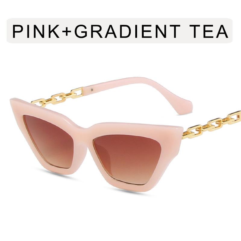 New Fashion Sunglasses Women Cat Eye Shape Metal Chain Leg Sun Glasses Women European American Style Women’s Sunglasses