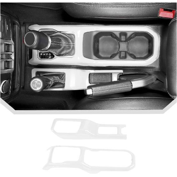 

JeCar Center Console Gear Shift Cup Holder Panel Cover Trim Fit for 2018-2025+ Jeep Wrangler JL JLU Gladiator JT Carbon Fiber Interior Accessories білий