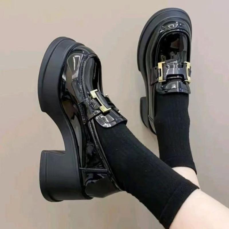 One-pedal High-heeled Small Leather Shoes Are Versatile and Comfortable J Uniform Single Shoes, New Trends In Spring and Autumn