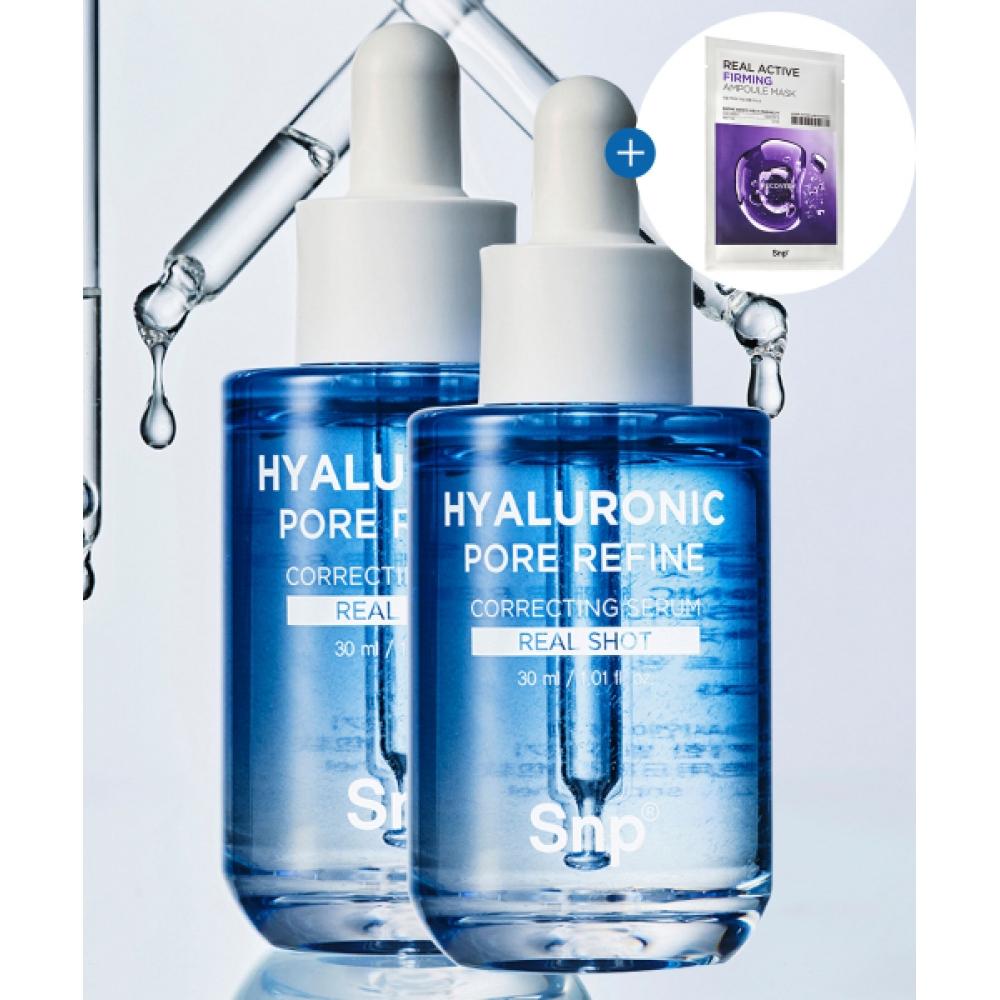 Snp [2 Pack] Pore Killer Hyaluronic Pore Refine Correcting Serum Real Shot 30ml  1 Free Gift Mask Pack NONE