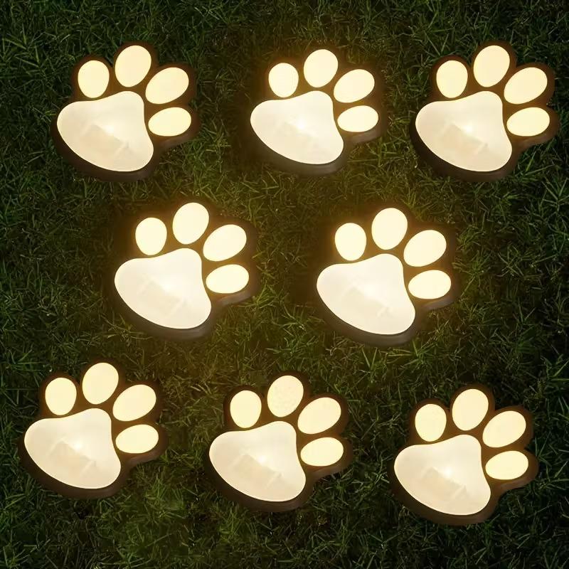 4-12PCS LED Solar Outdoor Light Waterproof Animal Paw Print Lamp for Garden Lawn Patio Summer Camping Home Decoration