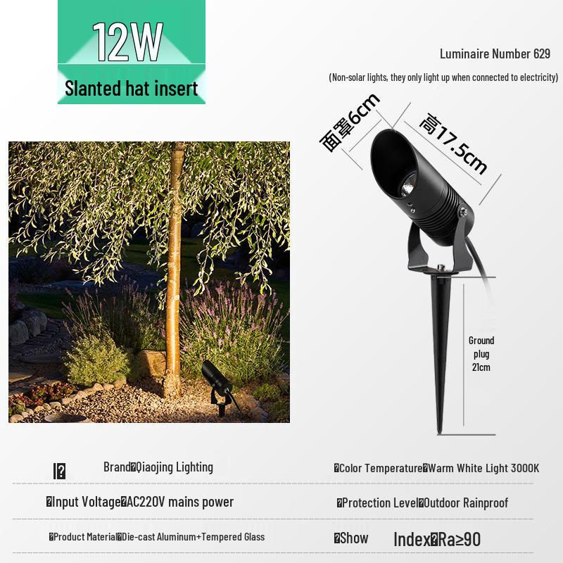 Waterproof Outdoor LED Spotlight for Trees and Gardens - Landscape Lawn Light with Ground Stake, 24V Floodlight