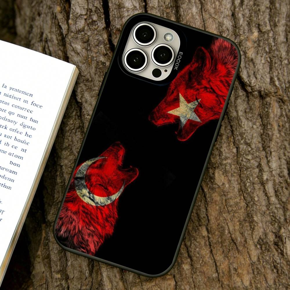 

Turk Wolf Turkey Flag Phone Case For iPhone 17,16,15,14,13,12,11 Plus,Pro Max,XS,Colorful Silver Phone case Funda Cover iPhone14Pro