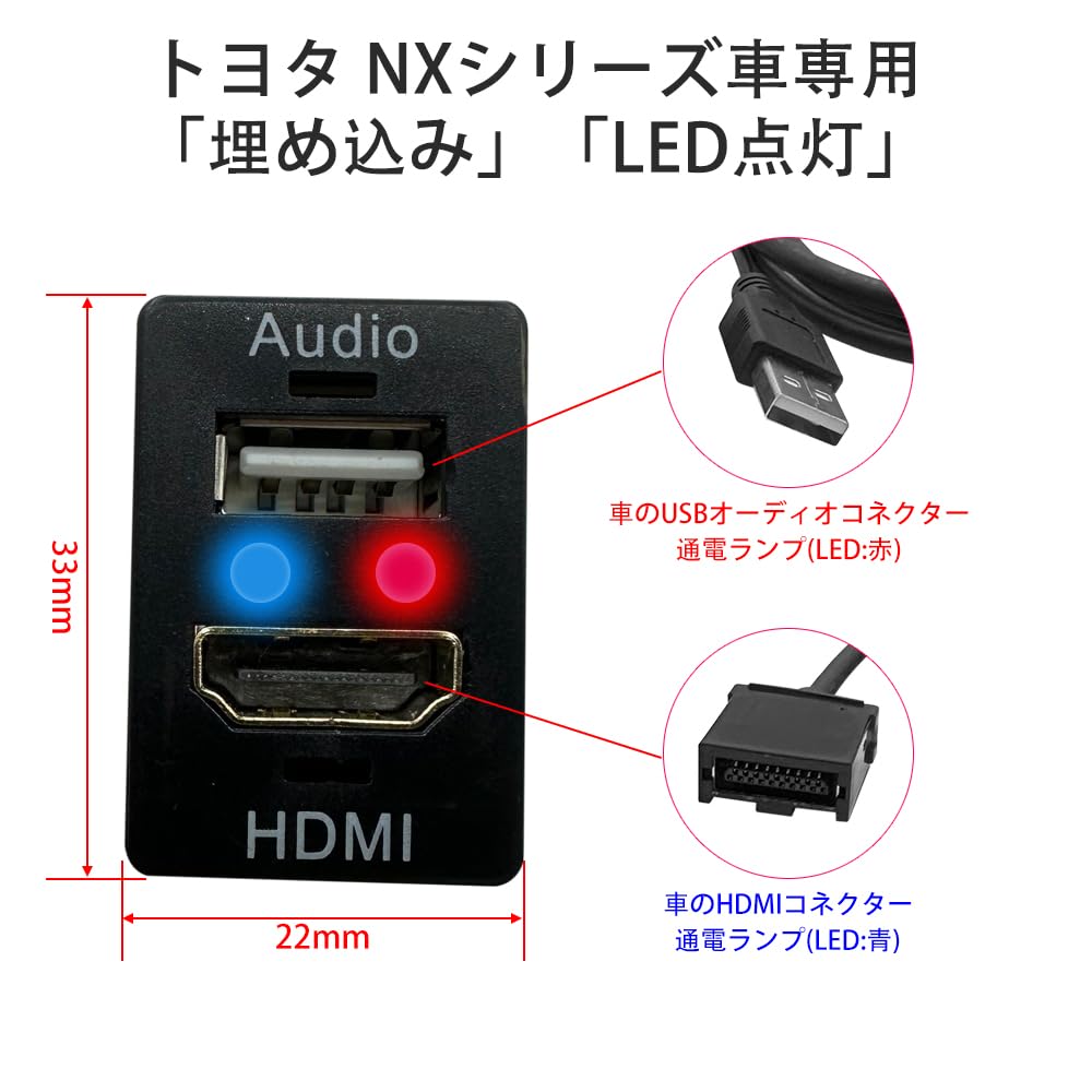 LONNIK Alpine NX Series Compatible, For Toyota Cars, Built-in USB/HDMI Connection Unit, USB Input