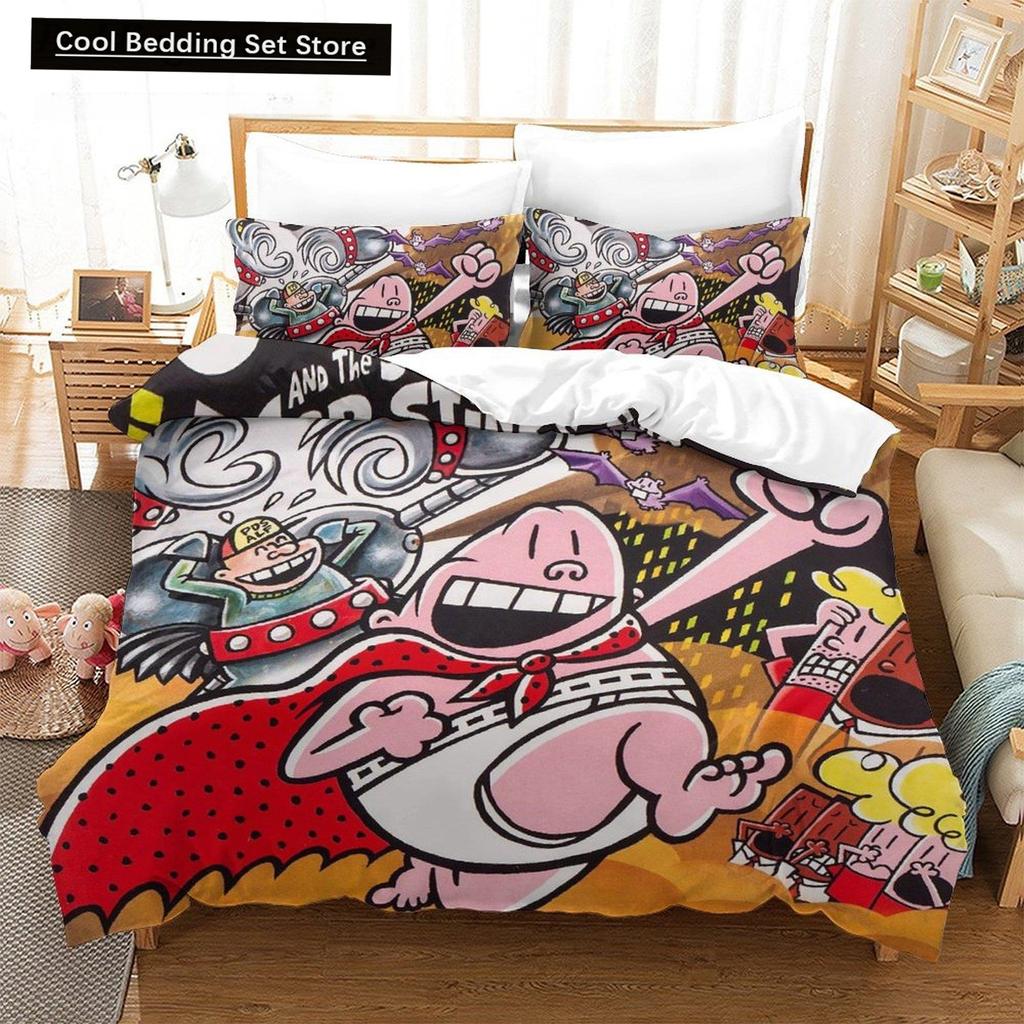 Módní kreslený Kawaii Kapitán Kalhotky Ložní souprava Jednolůžko Dvojlůžko Plná Queen King Size Ložní souprava Ložní souprava pro dospělé Dětská ložnice Sady povlečení na přikrývku