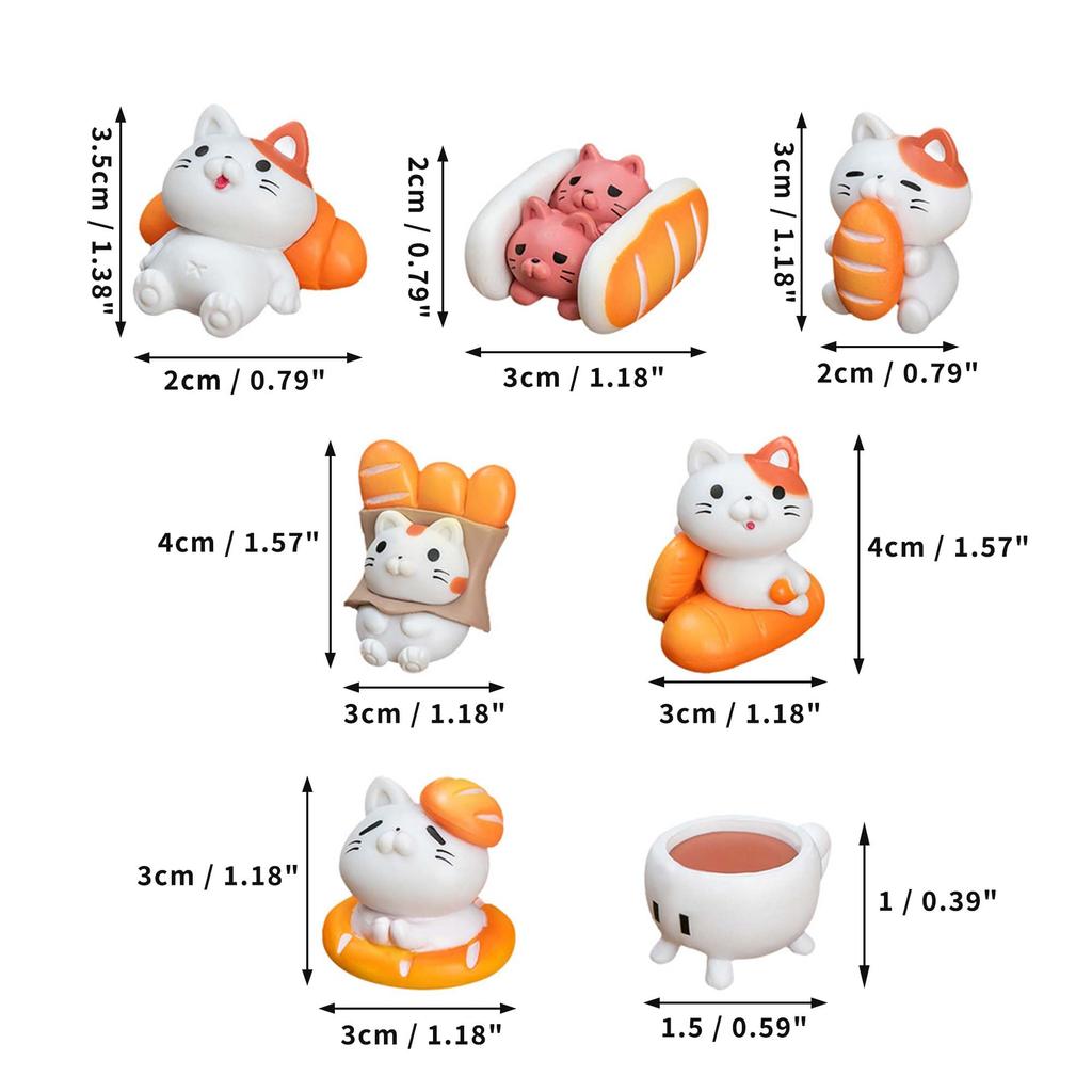 RENEWREVITAL Mini Miniature Set of Cute Animal DIY Car Bonsai Cat Figurines, Ornaments, 7, Figures, Desktop, Office, Decor, Gift, Landscape, Ornament,