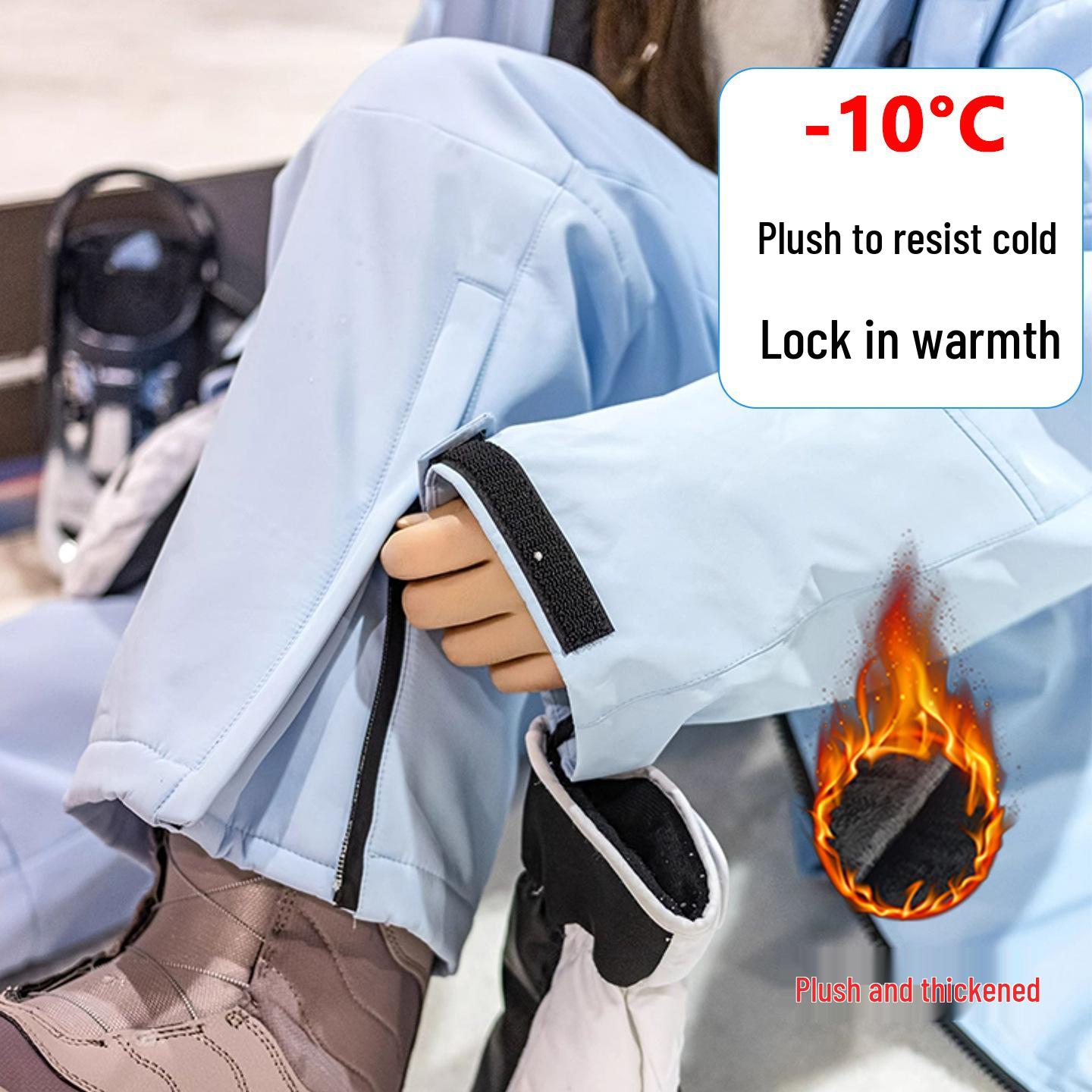 

Men s American-Style Windproof Ski Pants: Three-Proof, Plus Velvet, Warm, Waterproof, Hip-Hop, Cold Protection Snow Pants XL небо синє кольору