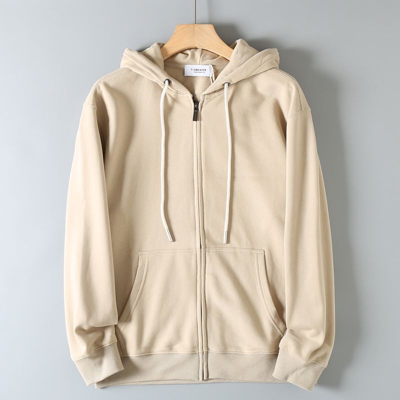 Clearance of Export Surplus: Men's Autumn and Winter Fleece-Lined Thick Hooded Sweatshirt, Loose Casual Long-Sleeve Jacket