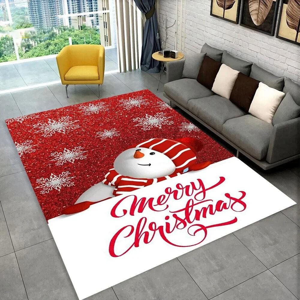 Santa Claus Christmas Carpet Tree Large Area Rug Living Room Rug Bedroom Sofa Doormat Christmas Decoration Non-slip Floor Mat