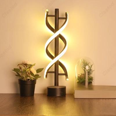 Luz decorativa de mesa LED espiral minimalista com escurecimento, com porta de carregamento USB, luz de atmosfera de barra, luminária de iluminação interna para casa