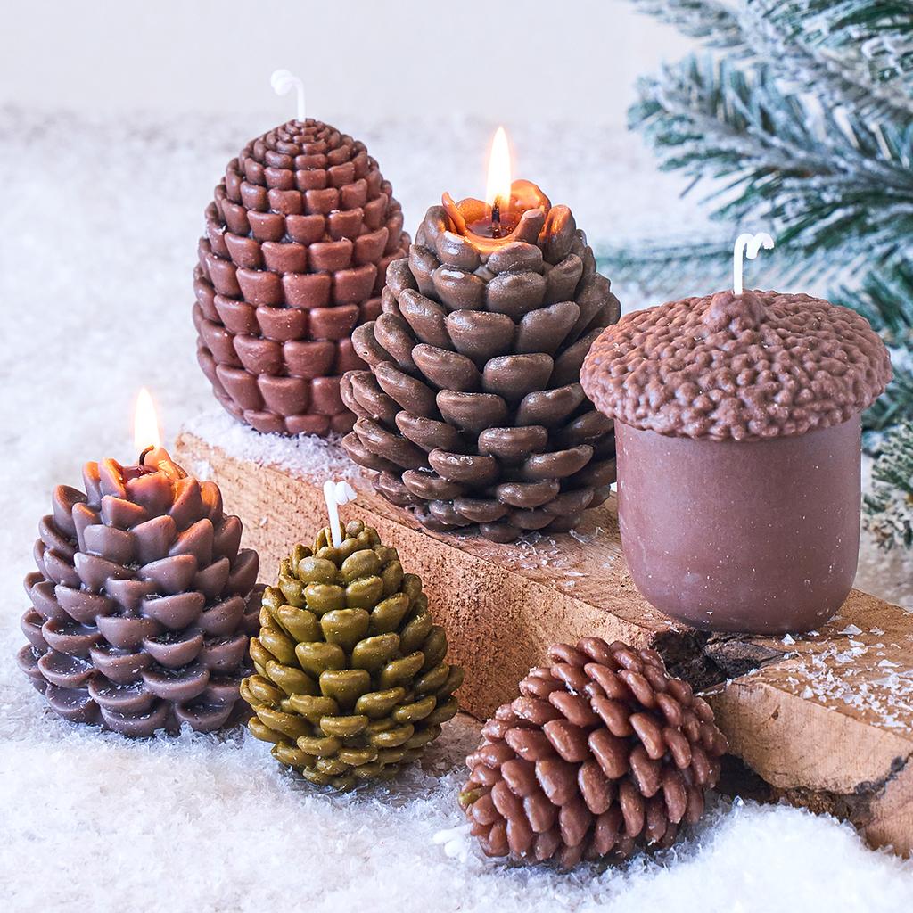 3D Pine Cone Silicone Candle Mold DIY Christmas Ornament Craft Gift Making Tool Aromath Soap Plaster Resin Molds Home Xmas Decor