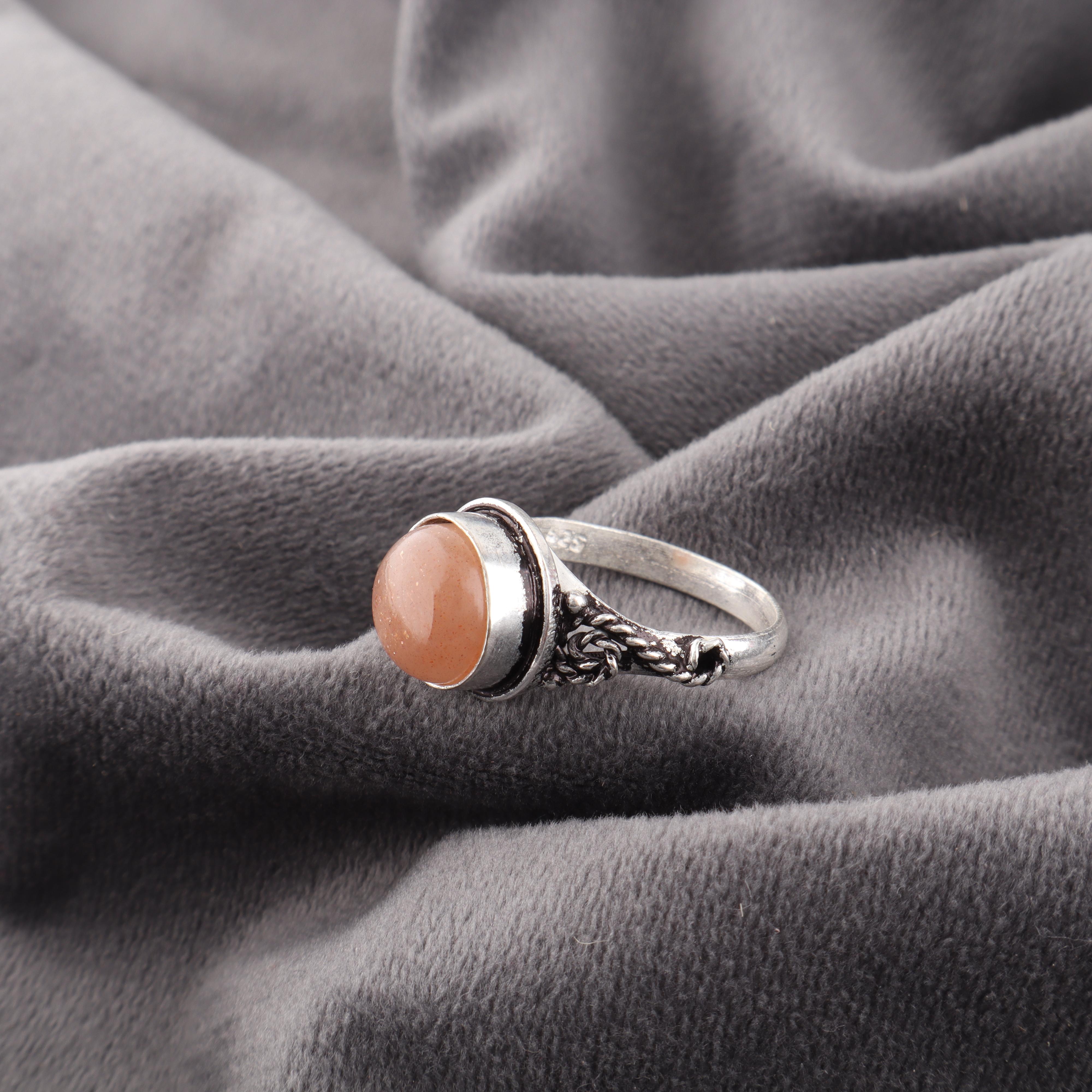 

Peach Moonstone Gemstone Jewelry, 925 Solid Sterling Silver Ring, Handmade Gorgeous Silver Ring, For Wedding Gift 12 персиковый