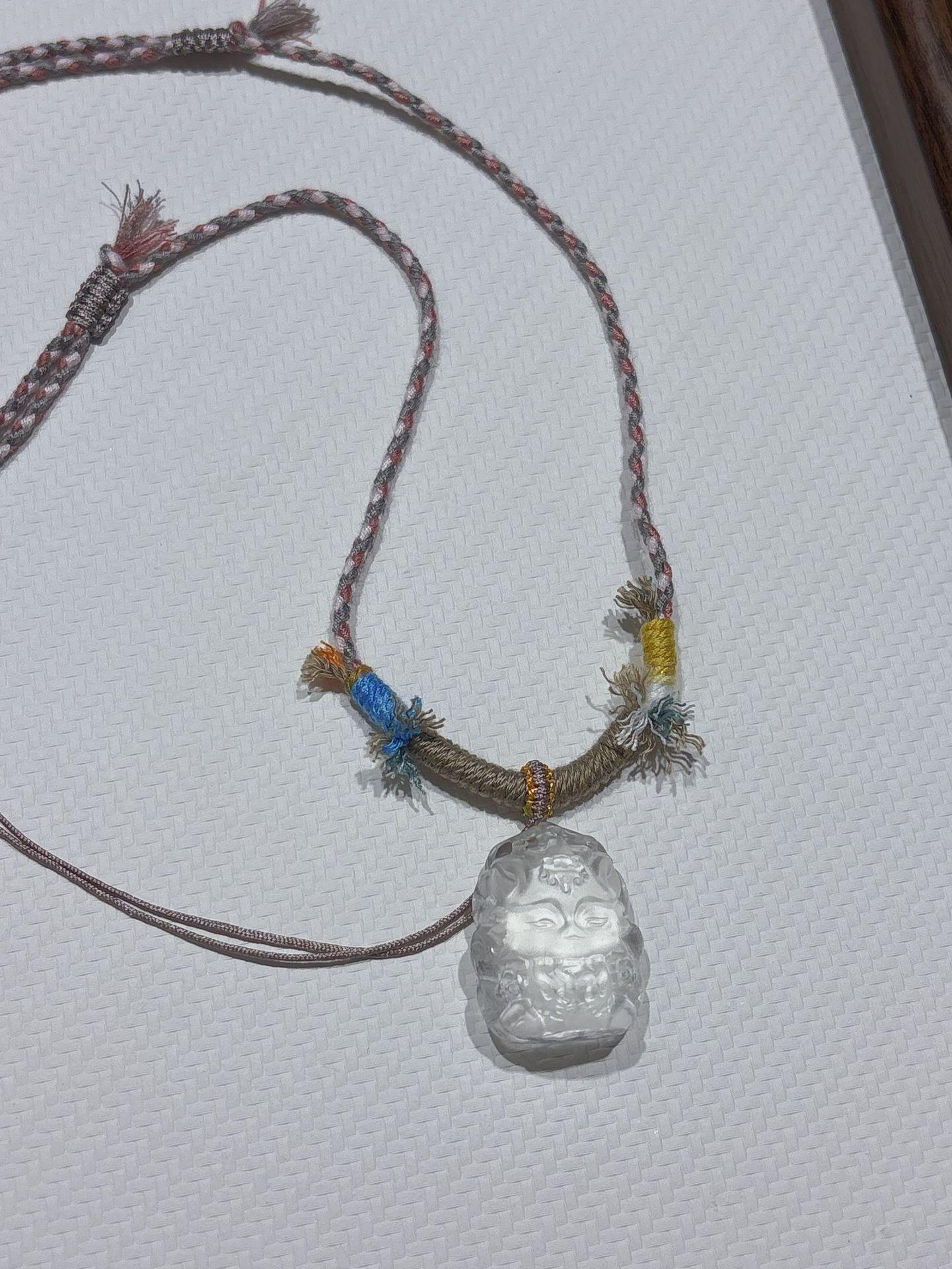 2026 Woven Rope Crystal Necklace: Nine-Tailed Fox Carving, Autumn/Winter Sweater Accessory