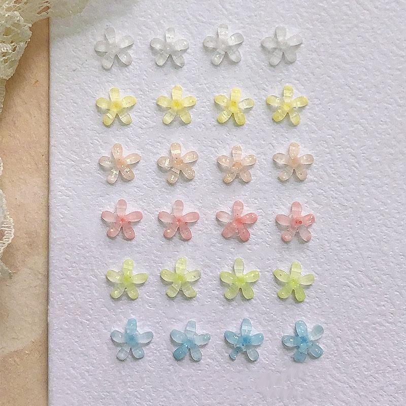 50 Pcs Flowers Nail Art Charms Resin Nail Charms Decoration 3D Jelly Flower Decals Summer Manicure Accessories Salon Supply Diy