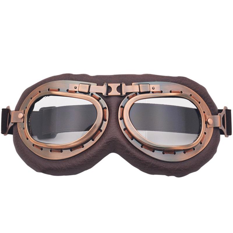 Vintage Goggles Harley Style Silver Frame Copper Motorcycle Windproof Protective Eyewear Retro Goggles For Karting Riding And Biking