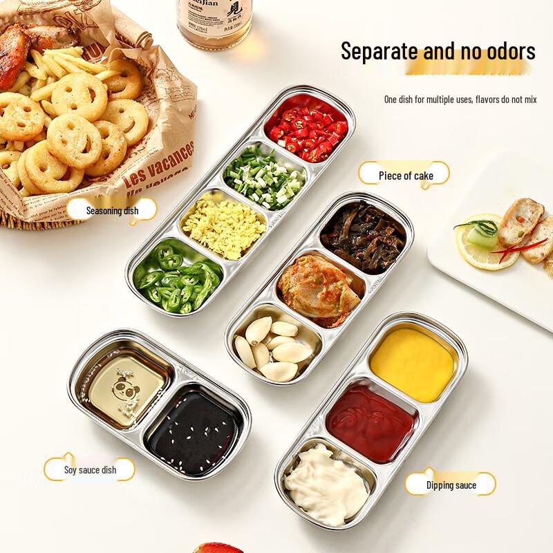 WORTHBUY 304 Stainless Steel Divided Sauce Dish