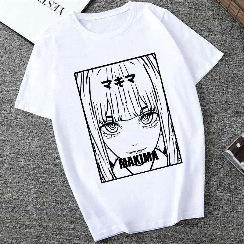 Harajuku Tops Anime Tshirt Unisex Chainsaw Men T Shirt Women Funny Cartoon Pochita Makima T-shirt Graphic Tees Tops Female 90