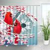 GAERed Birds Shower Curtains Snow Winter Berry Snow Tree Branch New Year Christmas Bath Curtain Set Cloth Bathroom Decor with