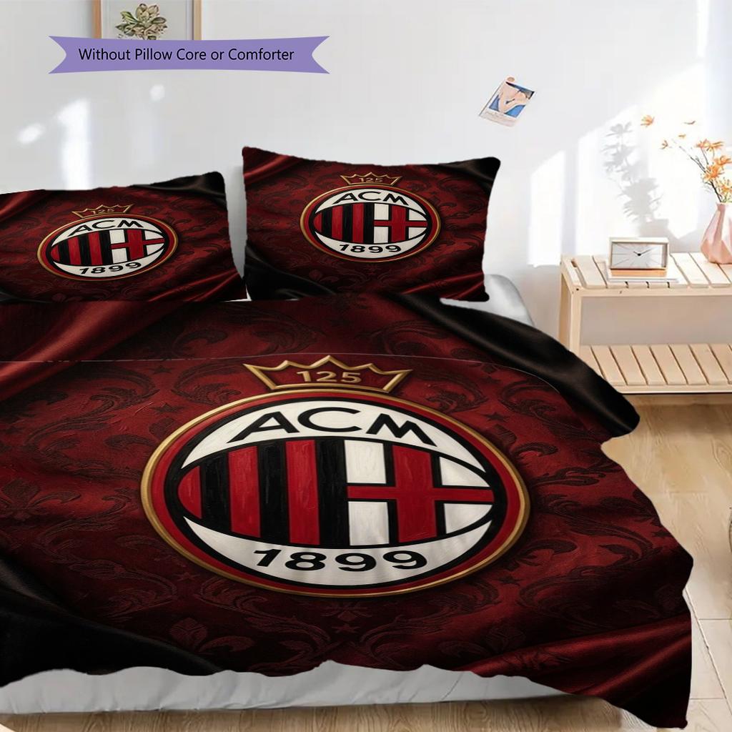 AC Milan Legacy: Passion Field Three-piece set (1 * duvet cover + 2 * pillowcase, without core) Bedding set Duvet cover and pillowcase