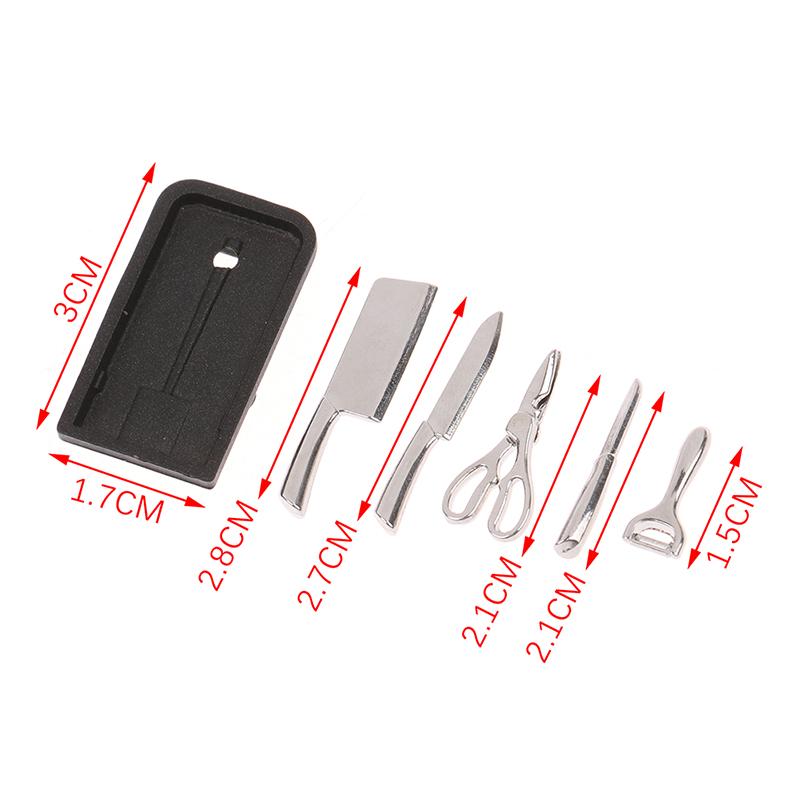 1:12 Dollhouse Kitchen Knife Set Mini Knife Scissor Peeler W/Holder Kitchen Toy