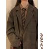 Vintage Casual Blazer Men Women Retro Plaid Jacket Loose Fit Outerwear