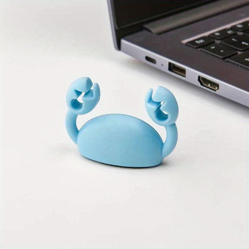 Cute Crab Cable Organizer Clip Data Cable Stand Mobile Phone Charging Cable Organizers Fixer Desk Self-Adhesive Wire Tidy Holder