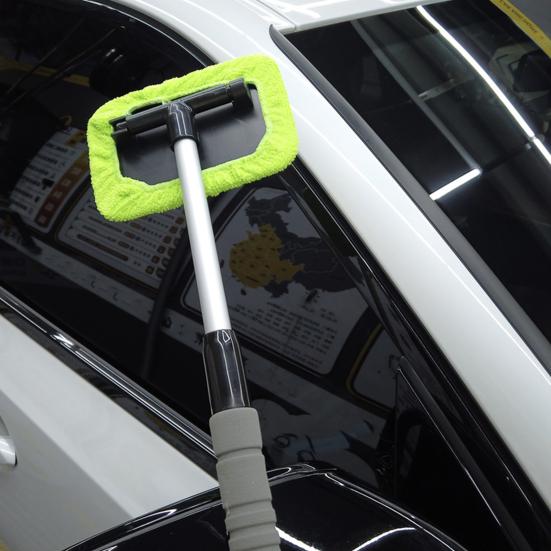 Extendable Car Windshield Cleaner Microfiber Pads Microfiber Cleaning Brush Rotating Head with 4 Windshield Cleaning Kit
