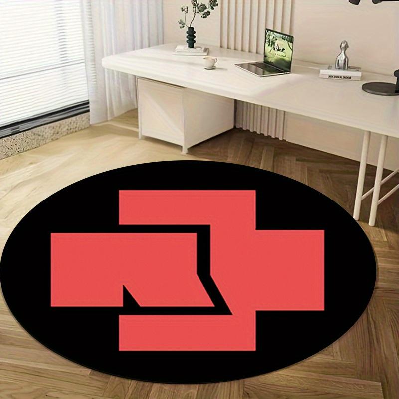 1pc Home Office Outdoor Gift Circular Rug - Red Cross Design on Black BackgroundRC2798
