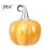 Mini Carved Pumpkin Ornaments Natural Crystal Pendant, Stone Charm with Halloween Party Supplies Metal Hook, Micro Landscape Decor, Holiday