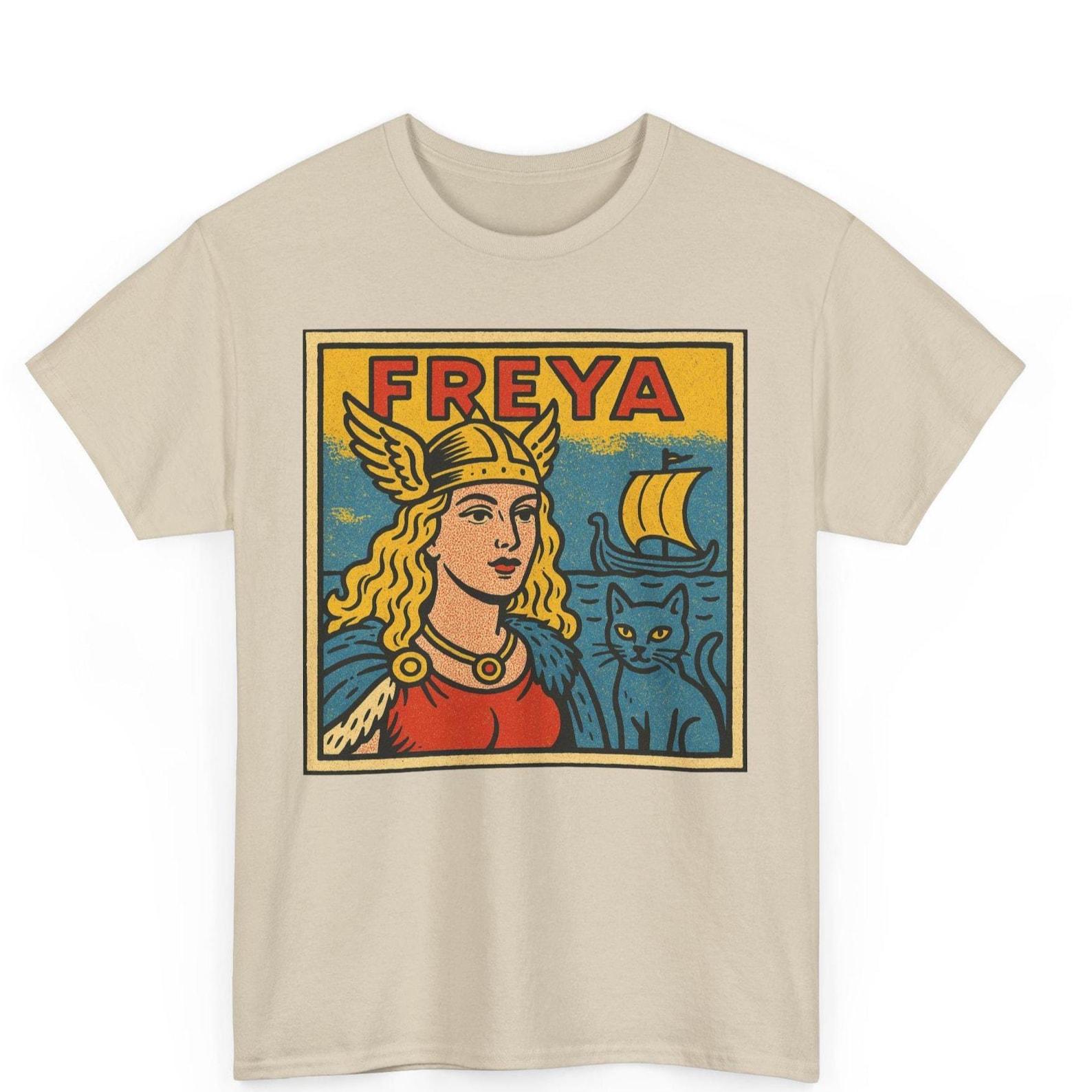 Freya Comic T-Shirt: Norse Goddess Graphic Tee, Retro Style S