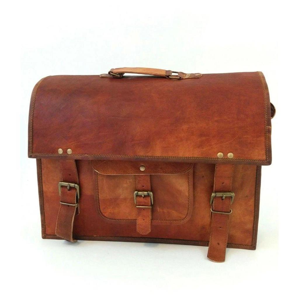 Men's Leather Vintage Brown Satchel Messenger Shoulder Laptop Bag Briefcase
