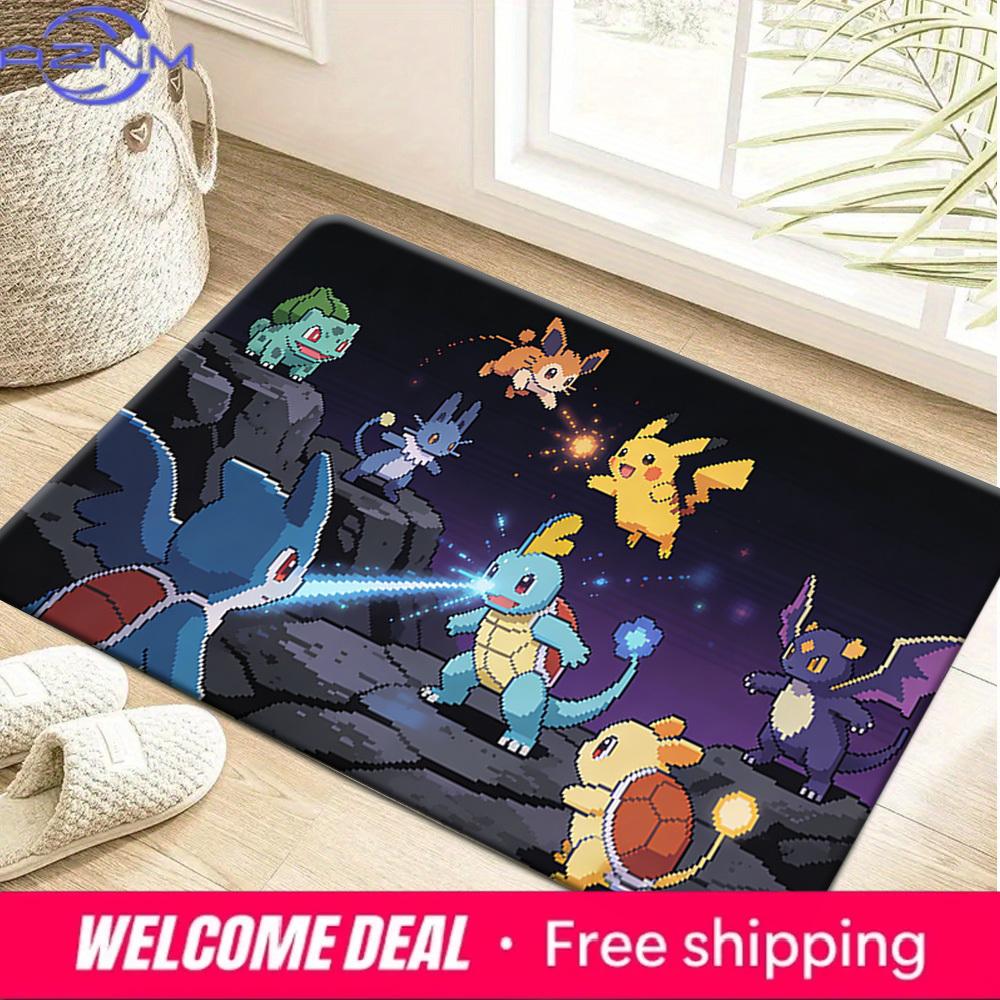 Pixel Style Pokemon Characters Print Non-Slip Doormat for Home Indoor Outdoor Decor