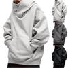 Mode Homme Couleur Unie Pull à Capuche à Manches Longues avec Poches Haut de Sweat-shirt Décontracté