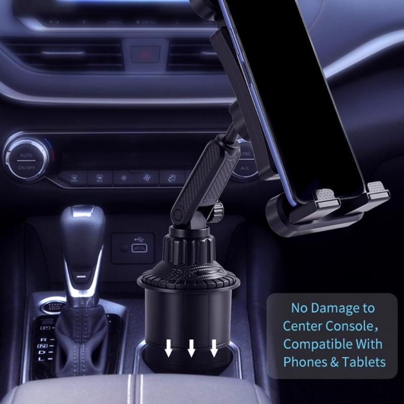 Adjustable Vehicle Cup Holder Mount For Smartphones And Tablets Up To 17inches With Secure Spring Clip