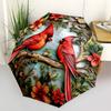 1pc Cardinal Flowers Cardinals Fashionable Automatic Opening/Closing Folding Umbrella with 8 Bones, Windproof Portable, Daily Use212