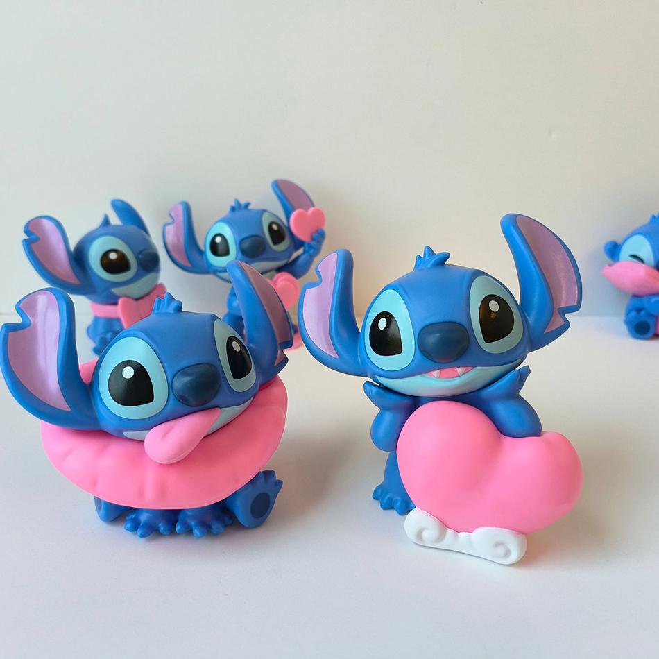 6Pcs/Set Latest Stitch Sweet Pink Series Adorable Stitch Action Figure PVC Doll Toy Desktop Decor Collectible Playthings Girlfriend Toy Gifts