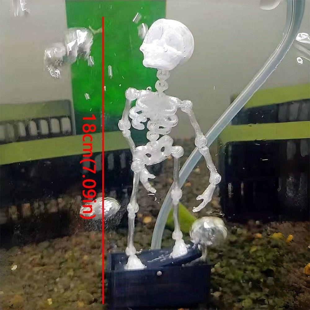 3D Printed Fish Tank Dance Skull Ornament Plastic Movable Oxygen Skeleton Halloween Decor